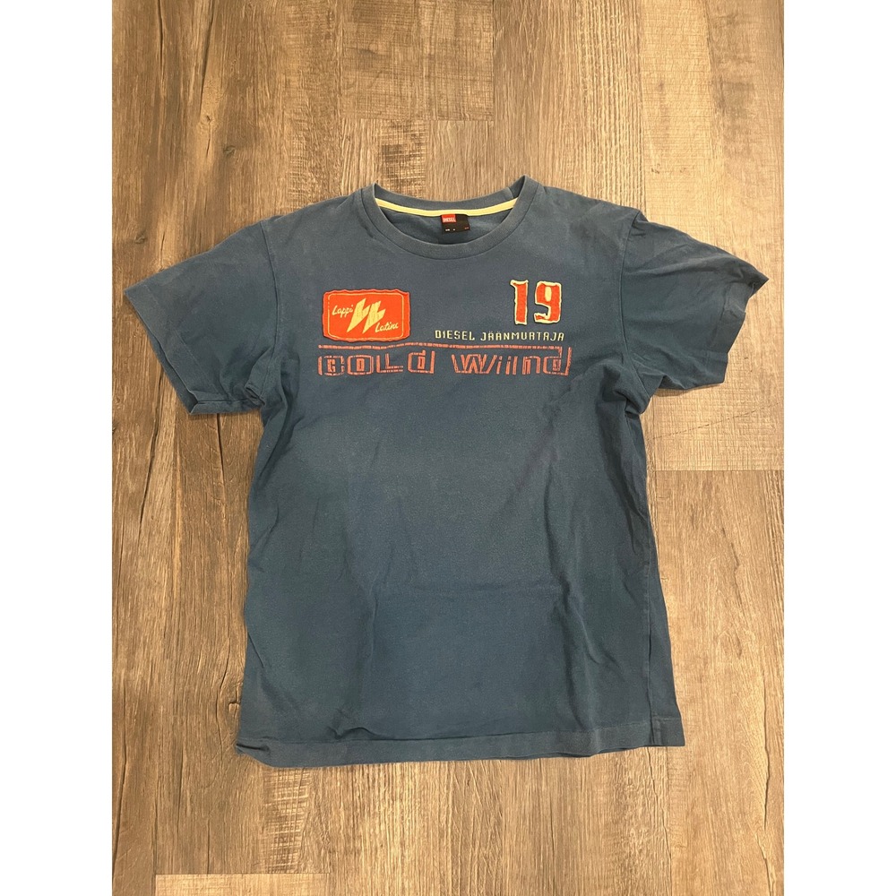 Diesel Gold Wind Graphic T-Shirt Mens Blue Short Sleeve Crewneck Size M